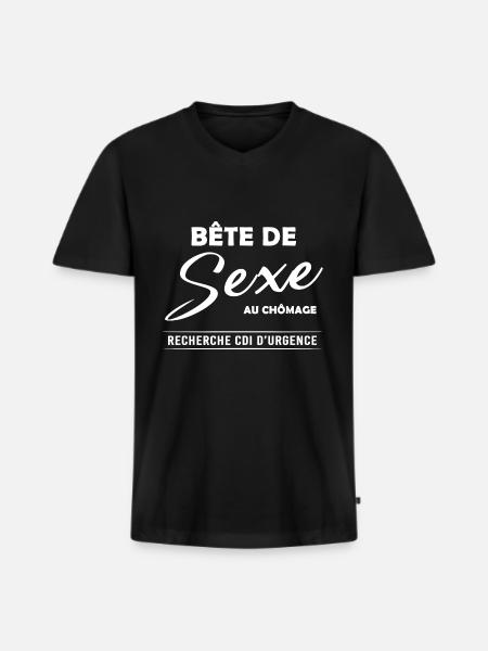 Bestia sexual / humor y regalo divertido - Camiseta ecológica prémium para hombre con cuello de pico - negro