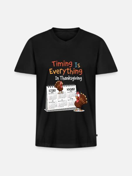 Thanksgiving Timing - Men's Premium Organic T-shirt with V-neck - black
