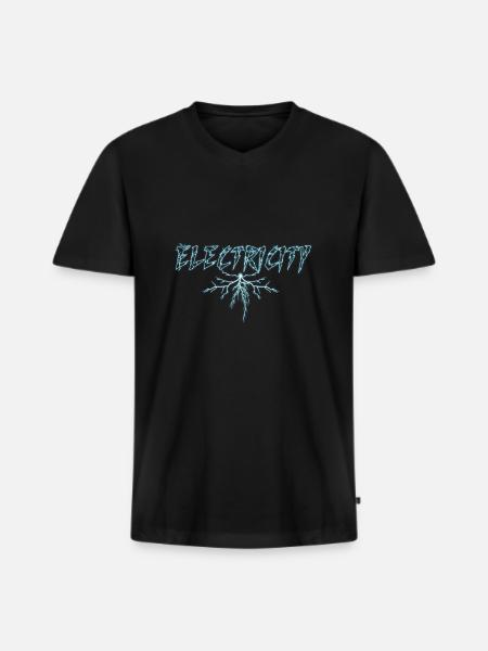Electricity Electric Current Lightning Strike - Men's Premium Organic T-shirt with V-neck - black