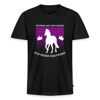 Einhorn nicht den Prinz ich nehm das Pferd Fun - Männer Premium Bio T-Shirt mit V-Ausschnitt - Schwarz - Vorne - Nico (187cm)