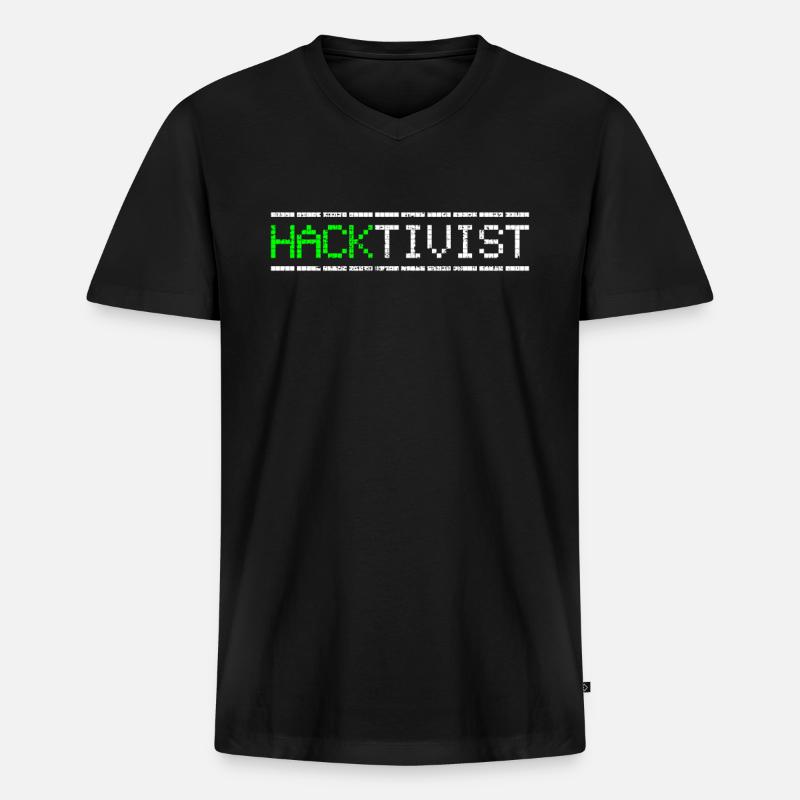 Hacker Hacktivist - Männer Premium Bio T-Shirt mit V-Ausschnitt - Schwarz