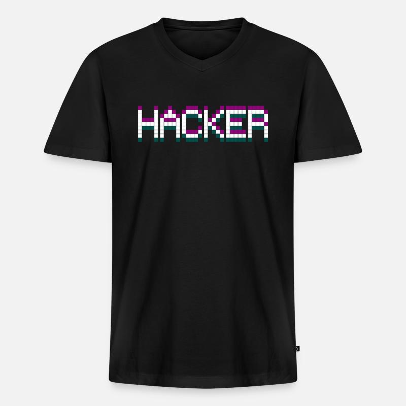 HACKER SHIRT - Männer Premium Bio T-Shirt mit V-Ausschnitt - Schwarz