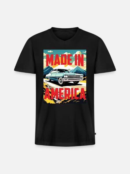NOVA MADE IN AMERICA - Men's Premium Organic T-shirt with V-neck - black