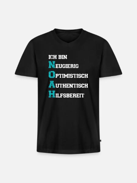 Ich bin Noah - Männer Premium Bio T-Shirt mit V-Ausschnitt - Schwarz
