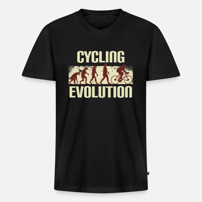 Cyclist Evolution, Cyclists - Men's Premium Organic T-shirt with V-neck - black