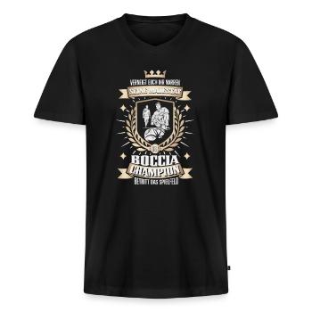 Lustiger Boccia Spieler, Boule Sport und Petanque - Männer Premium Bio T-Shirt mit V-Ausschnitt - Schwarz - Vorne - Nico (187cm)