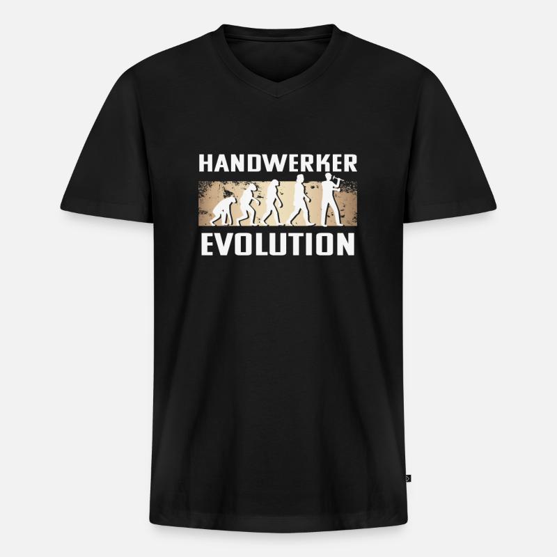Handwerker Evolution - Männer Premium Bio T-Shirt mit V-Ausschnitt - Schwarz