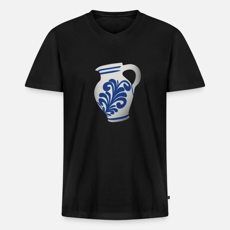 Hessischer Äppler, Apfelwein - Männer Premium Bio T-Shirt mit V-Ausschnitt - Schwarz