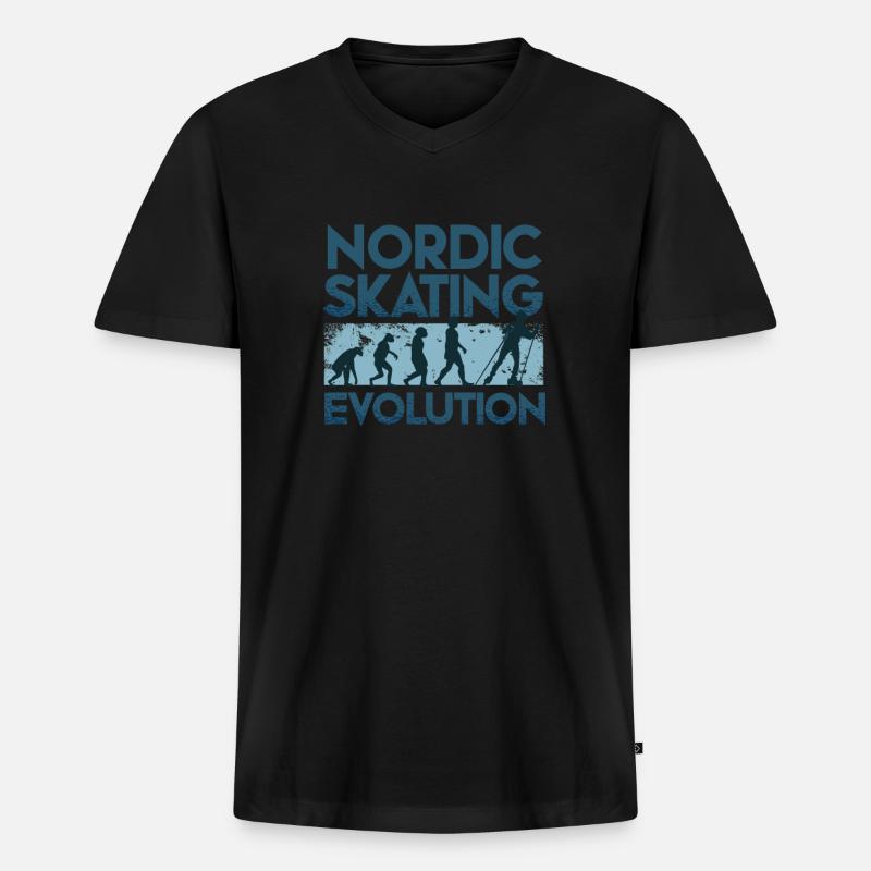 Nordic Skating Evolution - Männer Premium Bio T-Shirt mit V-Ausschnitt - Schwarz