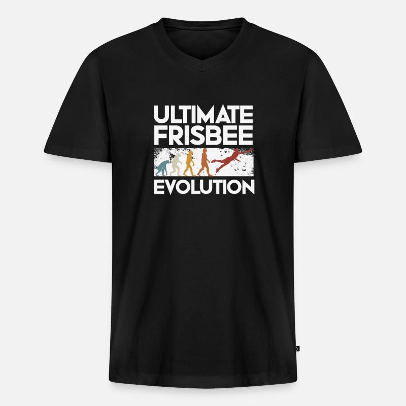 Ultimate Frisbee Evolution - Männer Premium Bio T-Shirt mit V-Ausschnitt - Schwarz