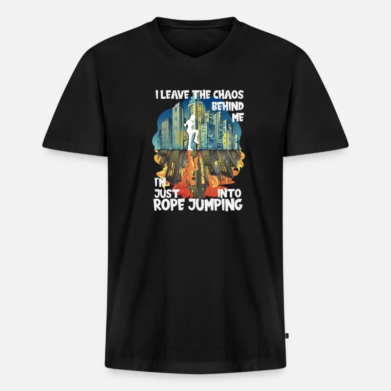 Chaos Rope Jumping - Männer Premium Bio T-Shirt mit V-Ausschnitt - Schwarz