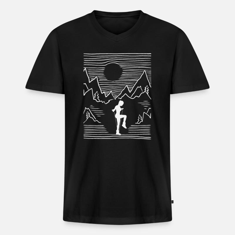 Linien Rope Jumping - Männer Premium Bio T-Shirt mit V-Ausschnitt - Schwarz