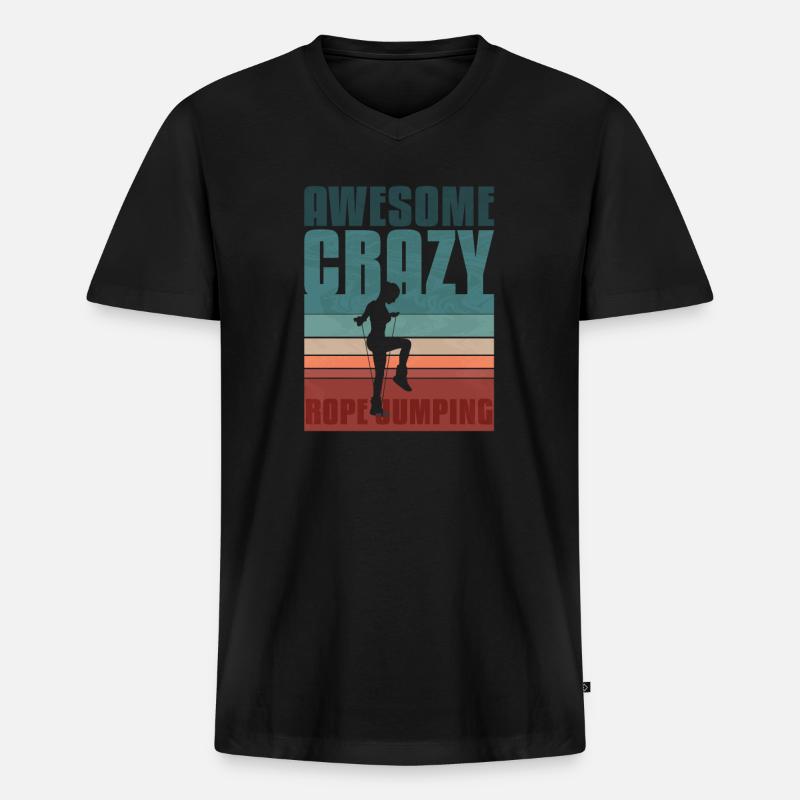 Retro Rope Jumping - Männer Premium Bio T-Shirt mit V-Ausschnitt - Schwarz
