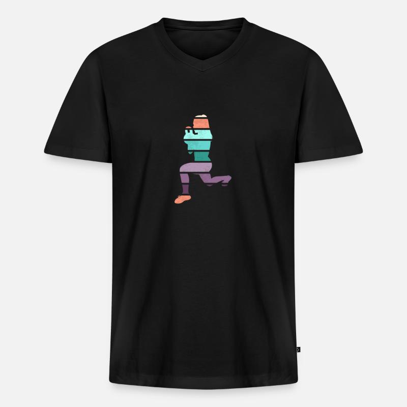 Retro HIIT - Männer Premium Bio T-Shirt mit V-Ausschnitt - Schwarz