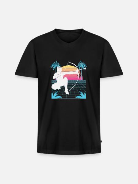 Balise fléchée Vaporwave - T-shirt encolure en V Premium bio Homme - noir