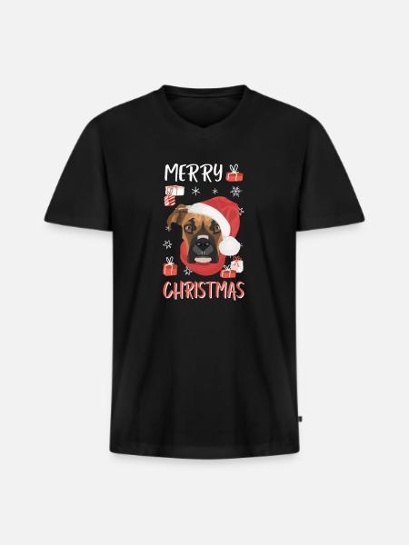 Boxer Joyeux Noël - T-shirt encolure en V Premium bio Homme - noir