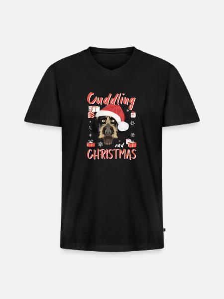 German Wirehair Merry Christmas - Men's Premium Organic T-shirt with V-neck - black