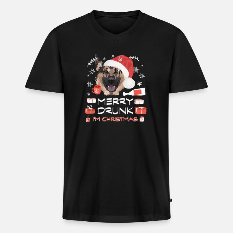 Deutscher Schäferhund Weihnachtsmarkt - Männer Premium Bio T-Shirt mit V-Ausschnitt - Schwarz