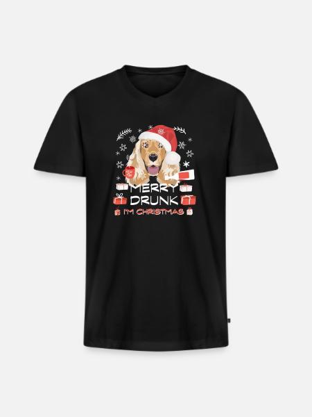 English Cocker Spaniel Weihnachtsmarkt - Männer Premium Bio T-Shirt mit V-Ausschnitt - Schwarz