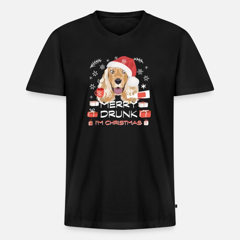 English Cocker Spaniel Weihnachtsmarkt - Männer Premium Bio T-Shirt mit V-Ausschnitt - Schwarz
