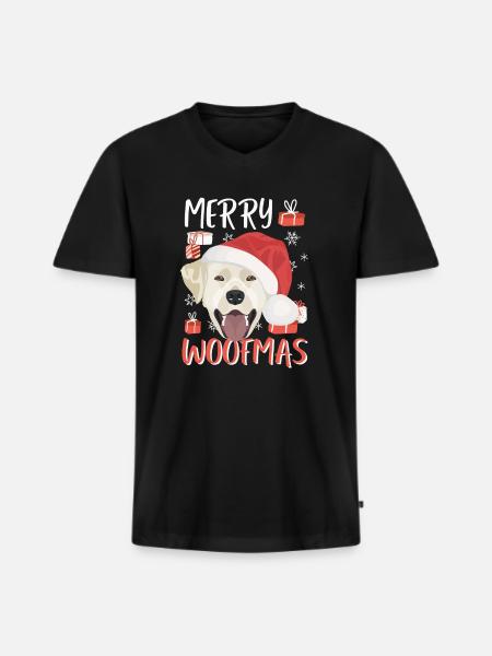 Labrador Merry Christmas - Men's Premium Organic T-shirt with V-neck - black