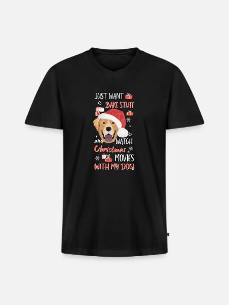 Labrador Merry Christmas - Men's Premium Organic T-shirt with V-neck - black