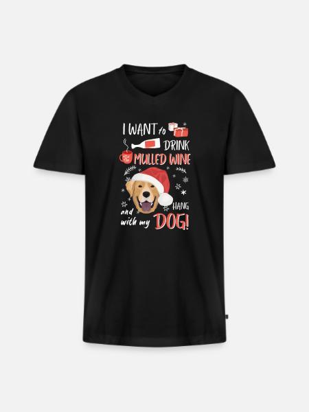 Labrador mulled wine Christmas - Men's Premium Organic T-shirt with V-neck - black