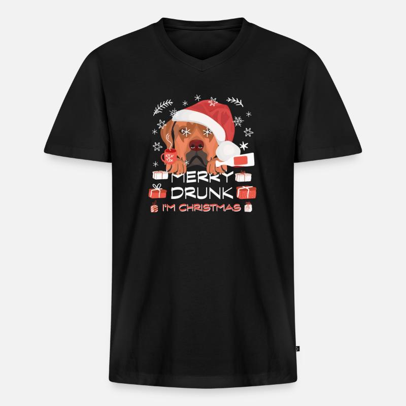 Rhodesian Ridgeback Weihnachtsmarkt - Männer Premium Bio T-Shirt mit V-Ausschnitt - Schwarz