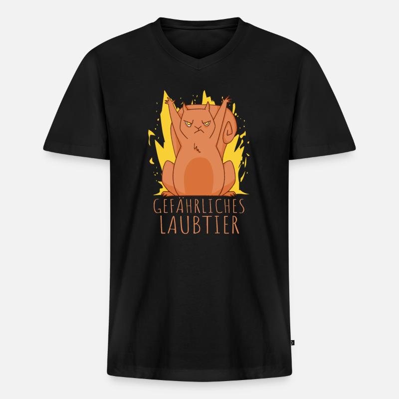 Gefährliches Laubtier Eichhörnchen - Männer Premium Bio T-Shirt mit V-Ausschnitt - Schwarz