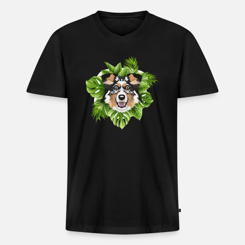Tropical Australian Shepherd - Männer Premium Bio T-Shirt mit V-Ausschnitt - Schwarz
