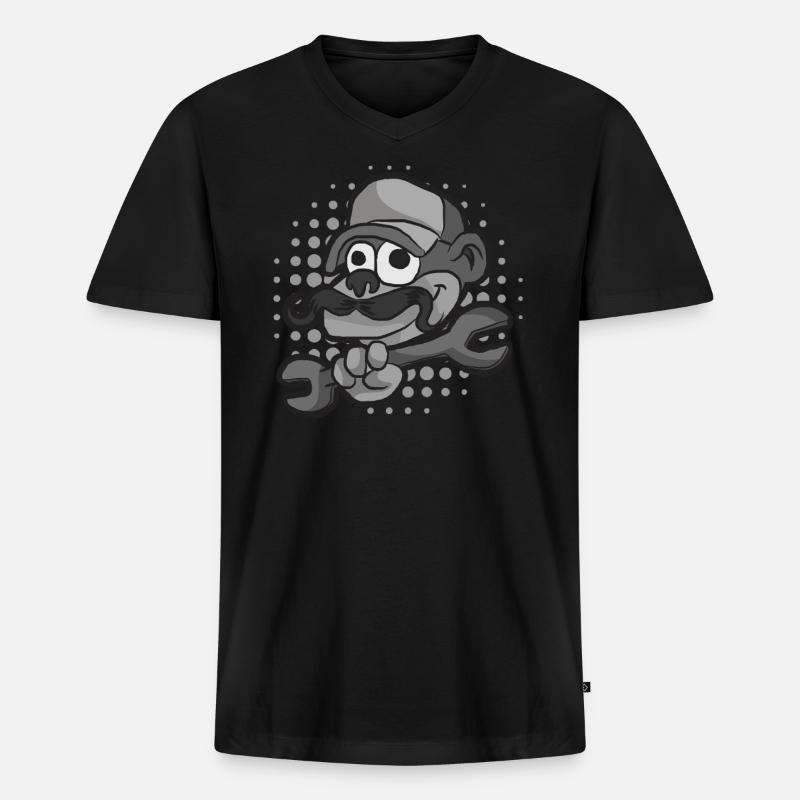 Handwerker Affe - Männer Premium Bio T-Shirt mit V-Ausschnitt - Schwarz