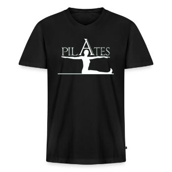 Pilates Yoga Sport Fitness Atmen geschenk - Männer Premium Bio T-Shirt mit V-Ausschnitt - Schwarz - Vorne - Nico (187cm)