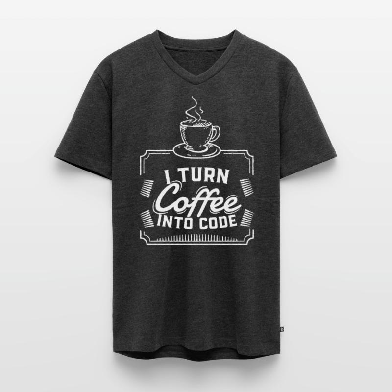 Coffee Code Programming Gift Funny Caffeine Men's Premium Organic T-shirt with V-neck