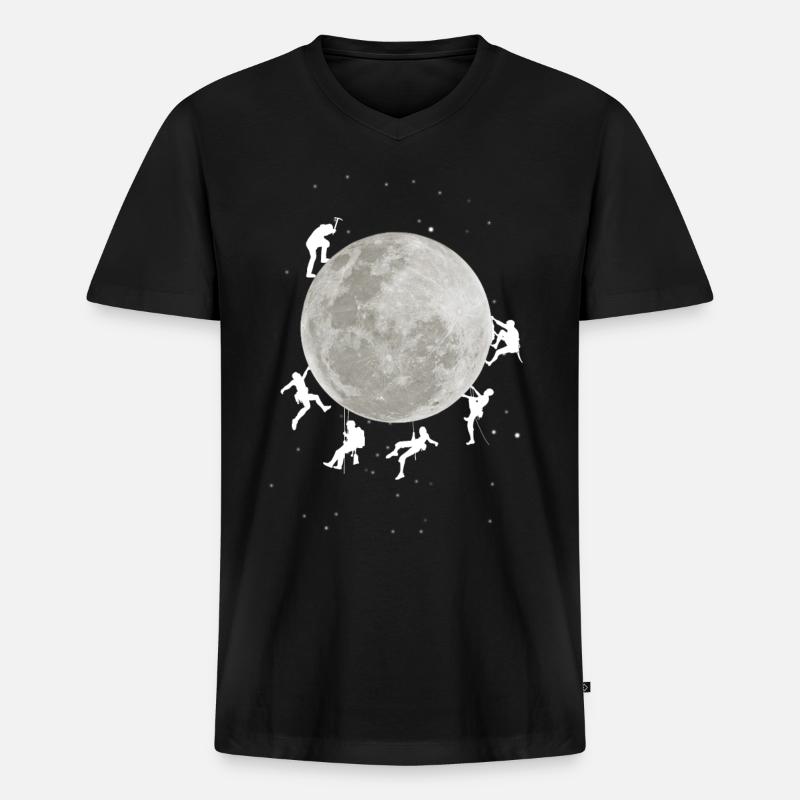 Auf den Mond klettern - Männer Premium Bio T-Shirt mit V-Ausschnitt - Schwarz