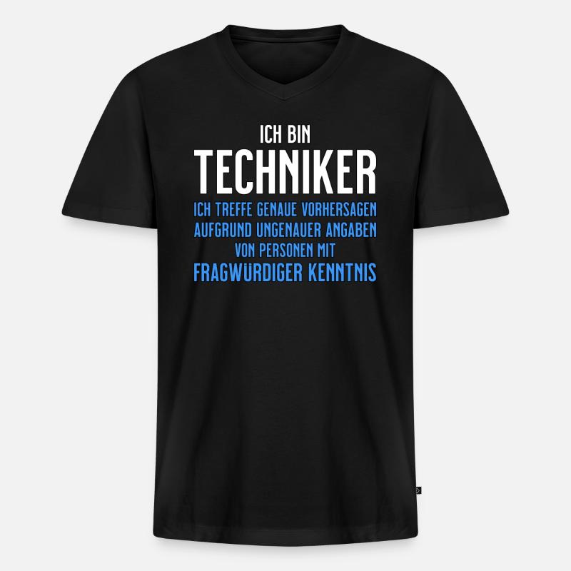 Techniker - Technikerbrief - lustiger Spruch - Männer Premium Bio T-Shirt mit V-Ausschnitt - Schwarz