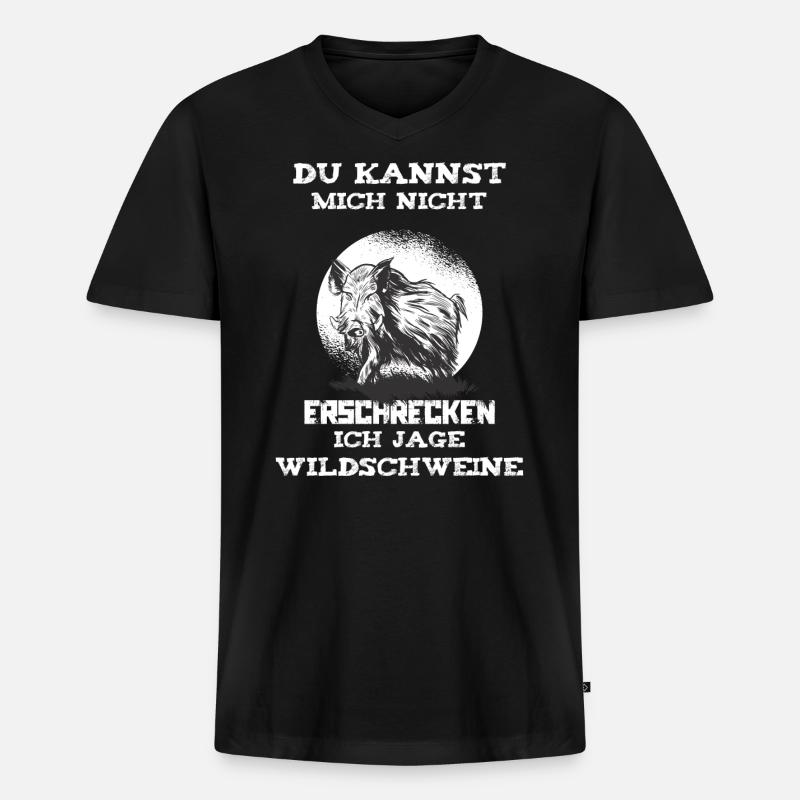 Jäger Wildschwein lustiger Spruch - Männer Premium Bio T-Shirt mit V-Ausschnitt - Schwarz