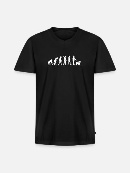 Tibet Terrier Evolution - Männer Premium Bio T-Shirt mit V-Ausschnitt - Schwarz