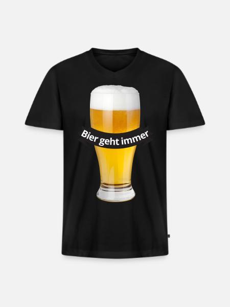Bier geht immer - Männer Premium Bio T-Shirt mit V-Ausschnitt - Schwarz