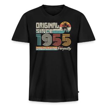 1955 anniversaire 1955 né en 1955 anniversaire - T-shirt encolure en V Premium bio Homme - noir - Devant - Nico (187cm)