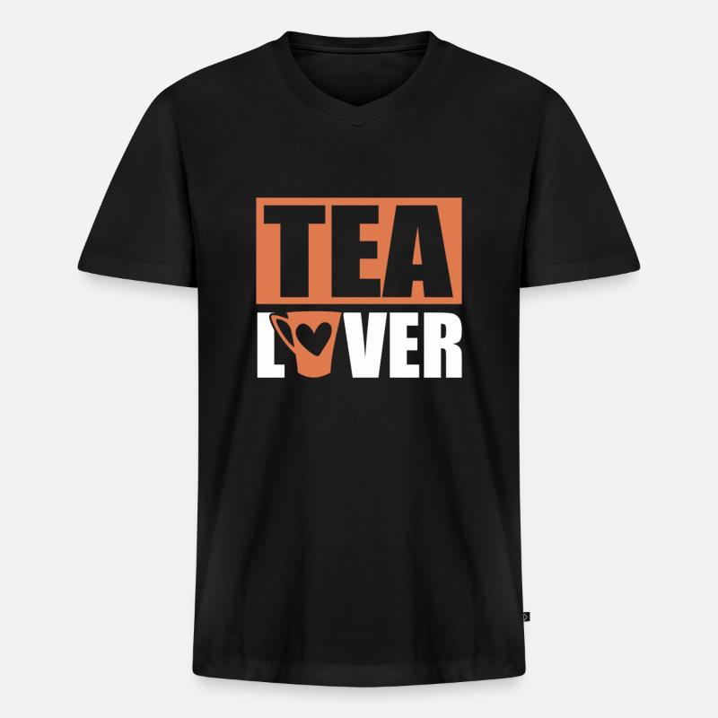 Tee-liebhaber Chai-trinker Lieben - Männer Premium Bio T-Shirt mit V-Ausschnitt - Schwarz