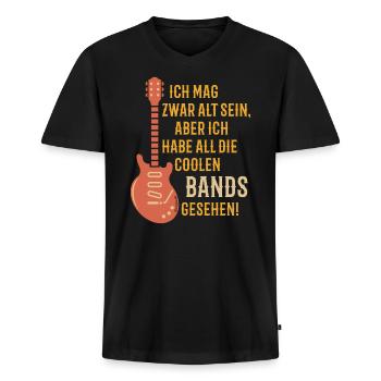 Ich Habe All Die Coolen Bands Gesehen! (PNG / 3C) - Männer Premium Bio T-Shirt mit V-Ausschnitt - Schwarz - Vorne - Nico (187cm)
