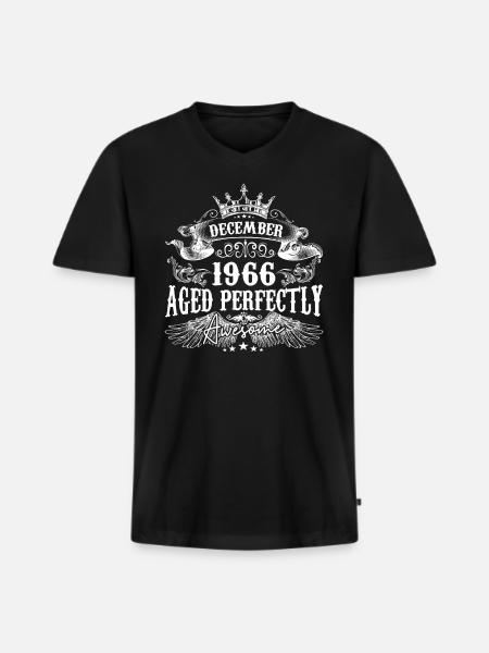 December 1966 Birthday 1966 December - Men's Premium Organic T-shirt with V-neck - black