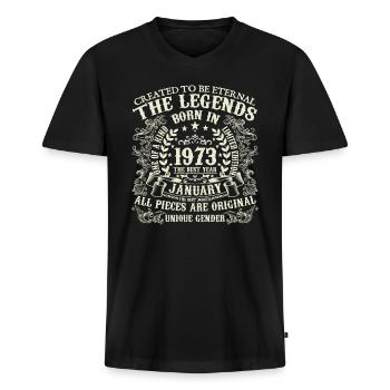 Januar 1973 Jubiläum 1973 Januar Jahr - Männer Premium Bio T-Shirt mit V-Ausschnitt - Schwarz - Vorne - Nico (187cm)