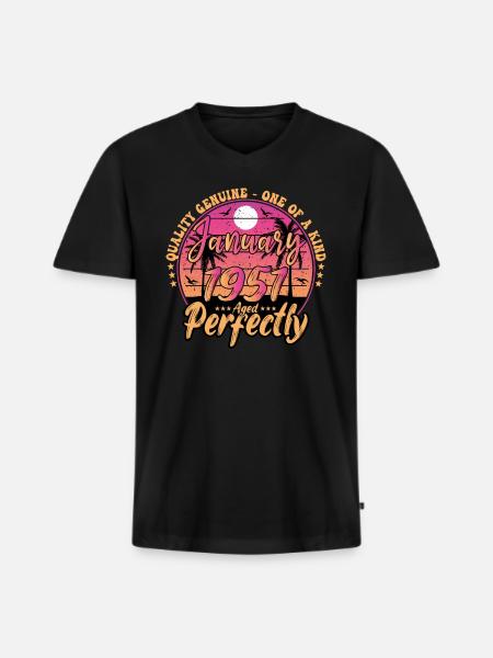 Januar 1951 Fødselsdag 1951 Januar 1951 - Premium økologisk T-shirt med V-hals til mænd - sort