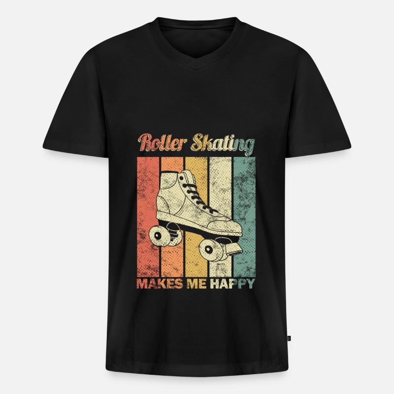 roller skates - Männer Premium Bio T-Shirt mit V-Ausschnitt - Schwarz