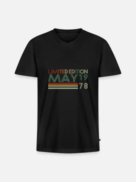 45ème Anniversaire Mai Millésime 1978 - T-shirt encolure en V Premium bio Homme - noir