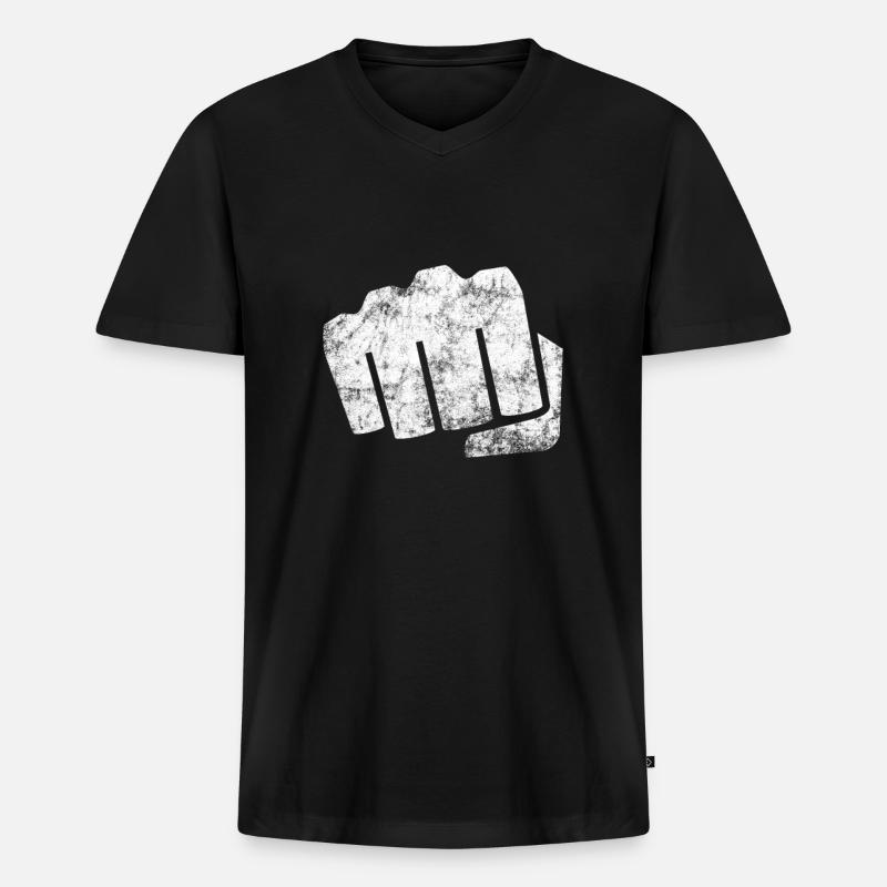 Faust - Männer Premium Bio T-Shirt mit V-Ausschnitt - Schwarz