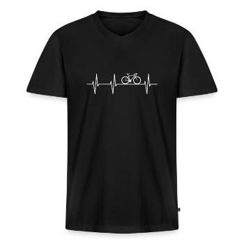Vélo de route vélo de vélo de route - T-shirt encolure en V Premium bio Homme - noir - Devant - Nico (187cm)