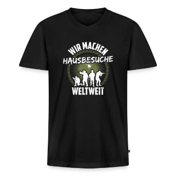 Elite Army Soldat Bundeswehr Hausbesuche Weltweit - Männer Premium Bio T-Shirt mit V-Ausschnitt - Schwarz - Vorne - Nico (187cm)
