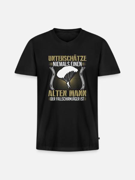 Fallschimspringer Bundeswehr Fallschirmjäger BW - Männer Premium Bio T-Shirt mit V-Ausschnitt - Schwarz